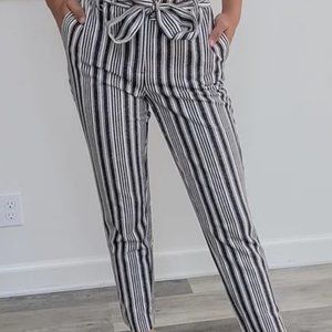 Pinstripe paperbag waisted pants, Size 6